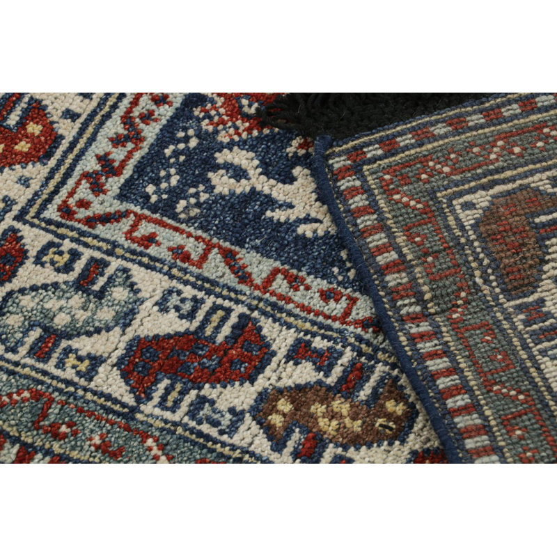 Burano Hand Knotted Wool Geometric Area Rug, Square 4'