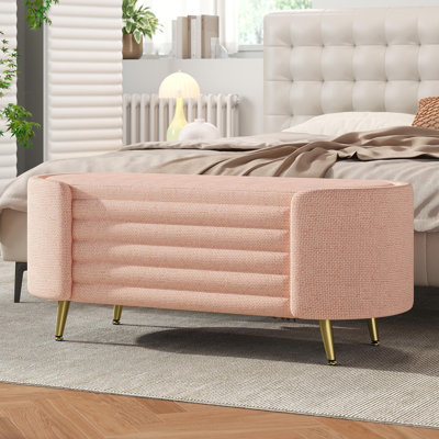 Banc rembourré avec rangement en tissu chenille moderne pour le salon, la chambre à coucher et le vestibule