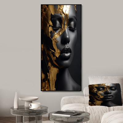 Femme dorée noire et dorée Photo III - Art mural femme