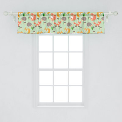 Ambesonne Squirrel Valance Pack of 2 Happy Wildlife Fauna Art Multicolor