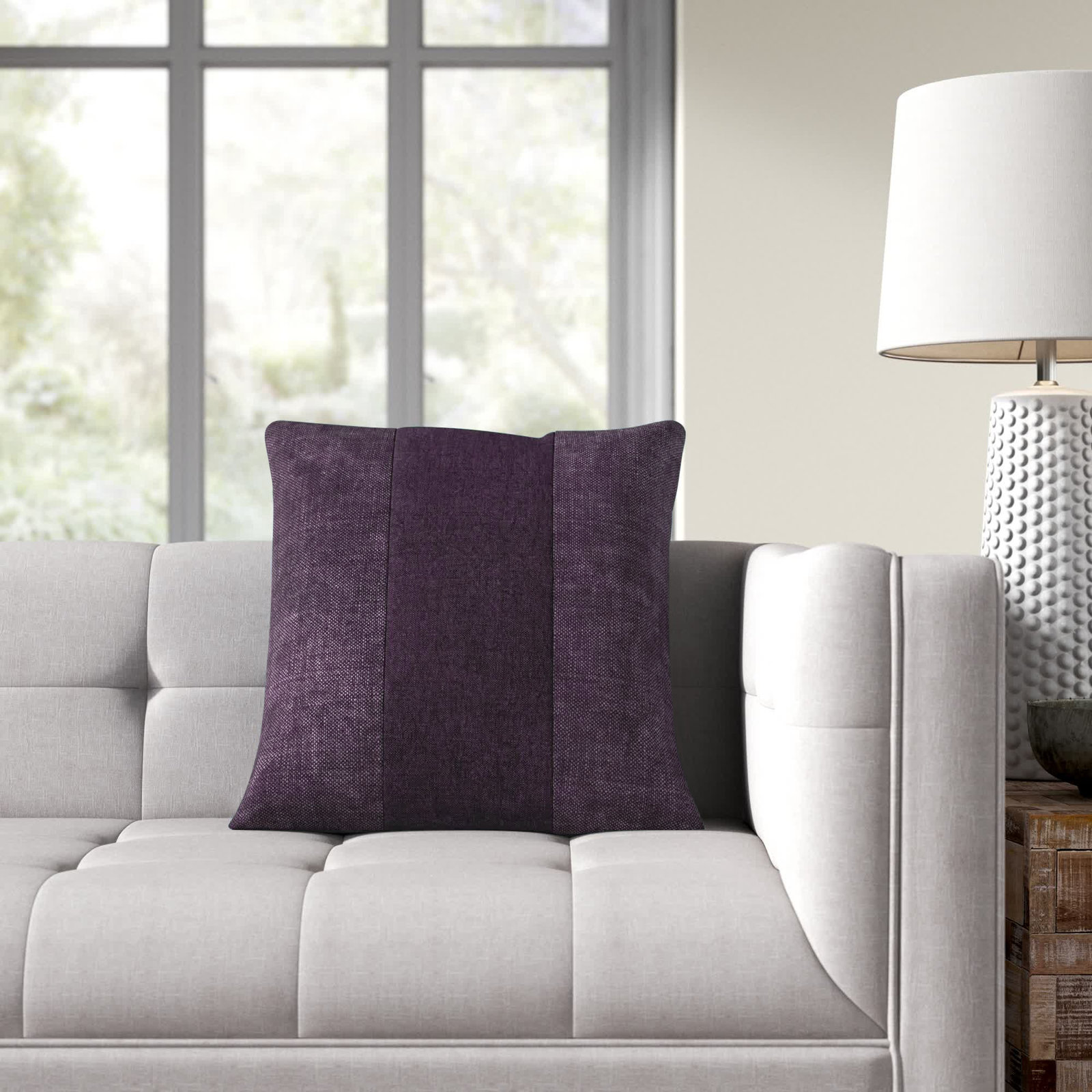 Dunbar Striped Cotton Pillow Cover, 18" x 18", Dark Purple