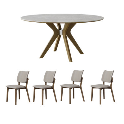 Simple rock plate dining table and chair set