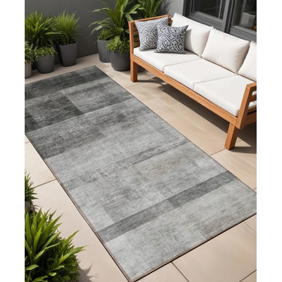 Tapis de couloir intérieur 8 po gris ombré lavable antidérapant