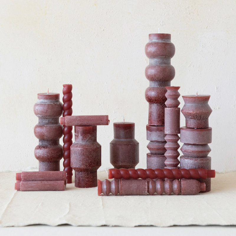 Bougies totem non parfumées en boîte, Mauve