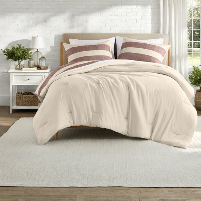 Premium King/cal King Bedding Set, Soft Polyester Stripe Design, Terracotta