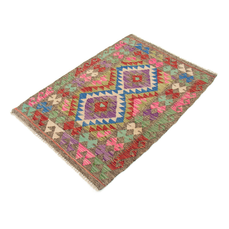 Rectangle 82 cm x 121 cm Geometric Hand Woven Kilim Area Rug