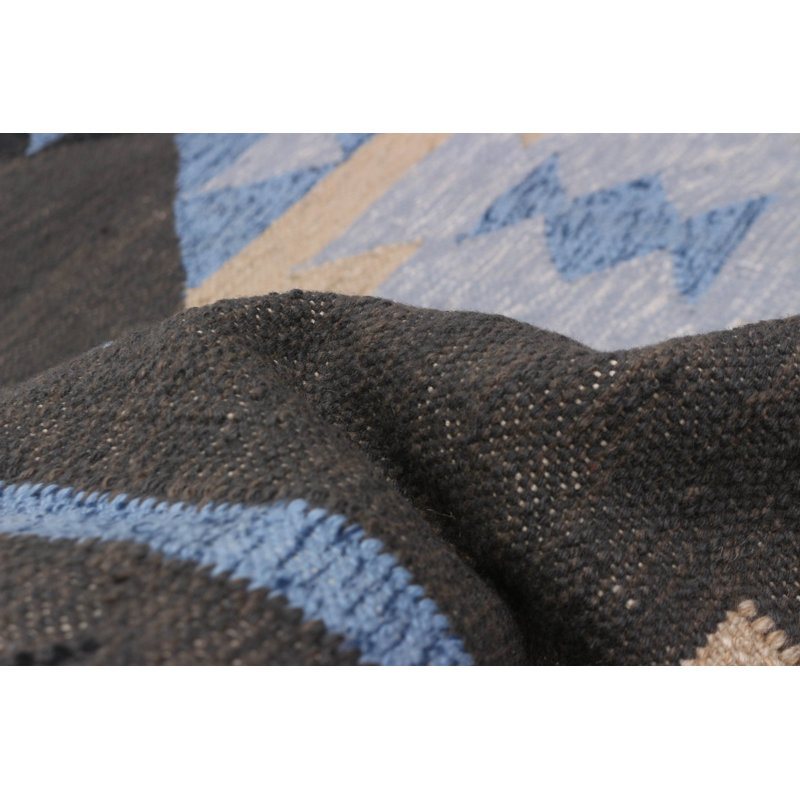 Tapis unique en laine nouvel âge 5 pi 1 po x 8 pi 1 po gris foncé One-of-a-Kind