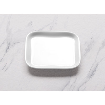 Porcelain Miniature Ivory Square Plate, 4.5"x4.5"