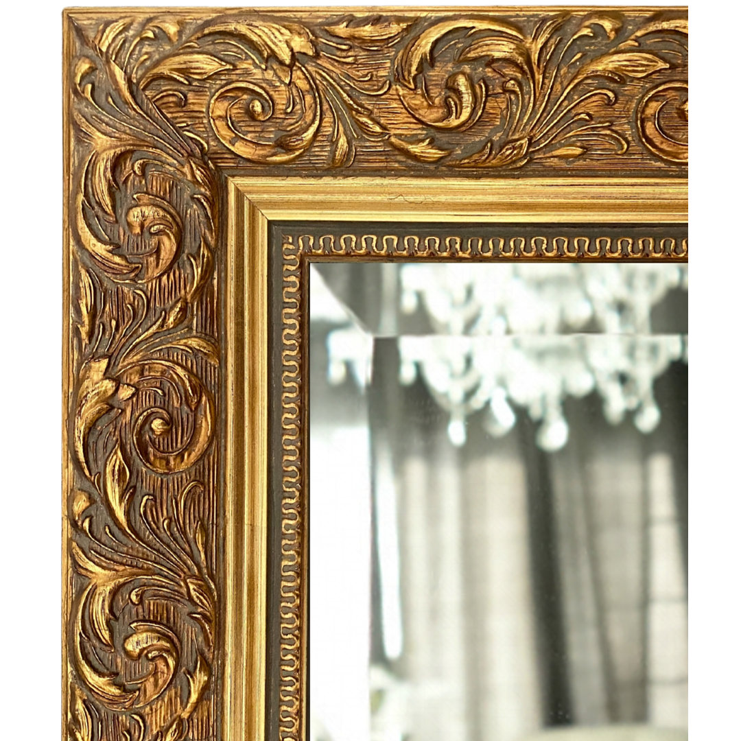 Bella French Ornate Embossed Wood Framed Leaner Floor Mirror West Frames 