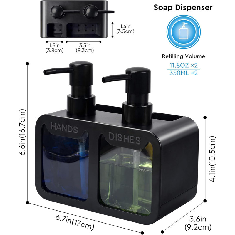 Black 4-in-1 Kitchen Soap Dispenser Set