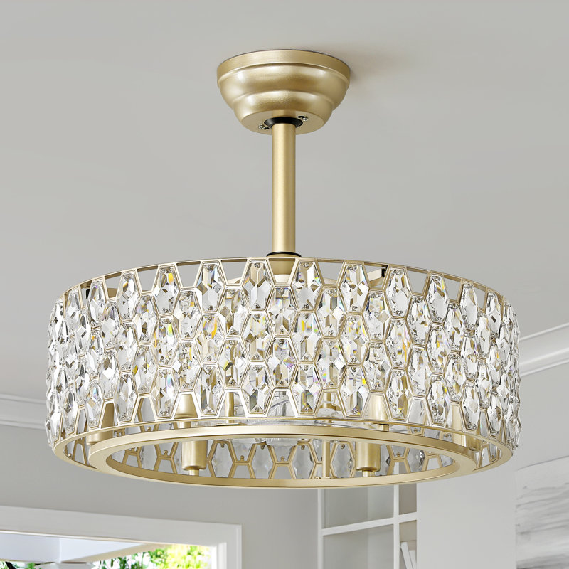 Ventilateur de plafond en cristal 20 po avec ensemble d'éclairage et télécommande