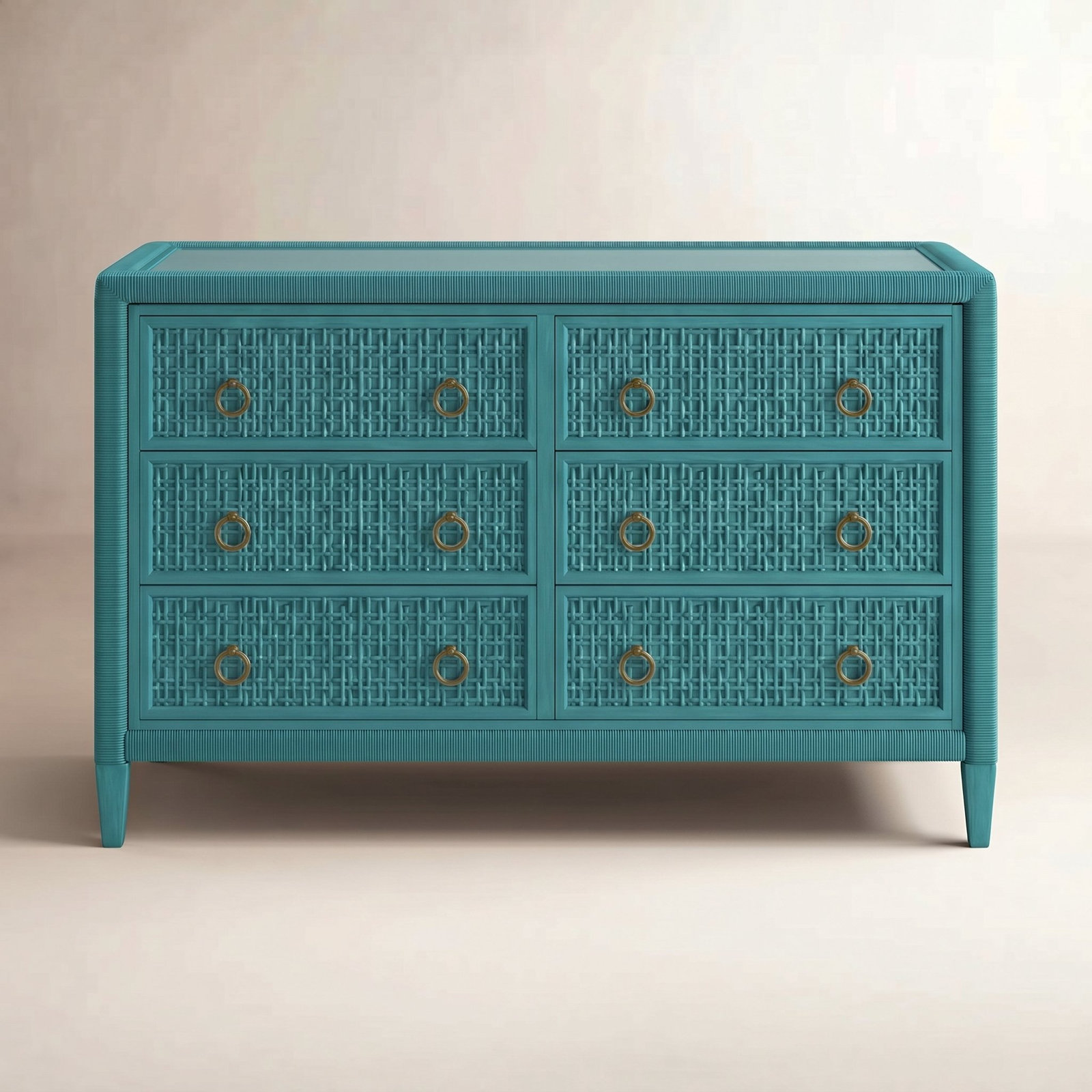 Monterey 6 Drawer 54'' W Dresser, Nickel, Yes, Brass