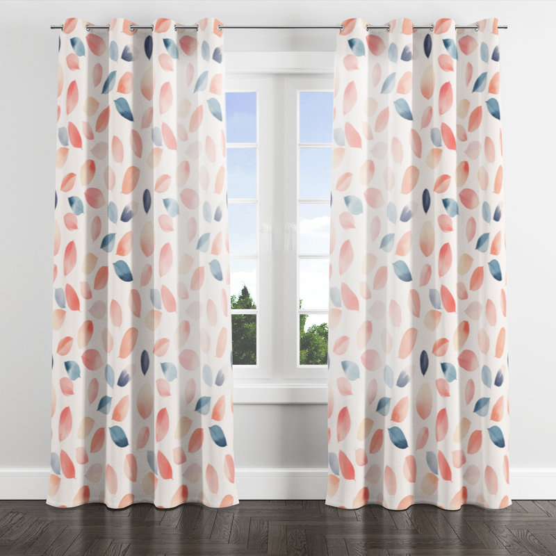 Girls Florals Room Darkening Curtains - Sweet Bailin Grommet Curtain - 1 Panel, 52" W x 90" L, Silver Grommets
