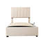 Lit de rangement hydraulique simple avec touche moderne rembourrée et structure beige