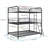 Three Full-Size Modern Triple Bunk Bed, Fixed Stacked Space-Saving Frame, Deep Black Metal Construction