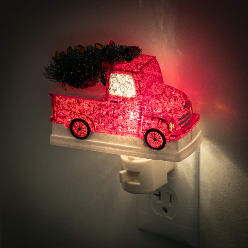 Veilleuse camion de Noël rouge 5 po