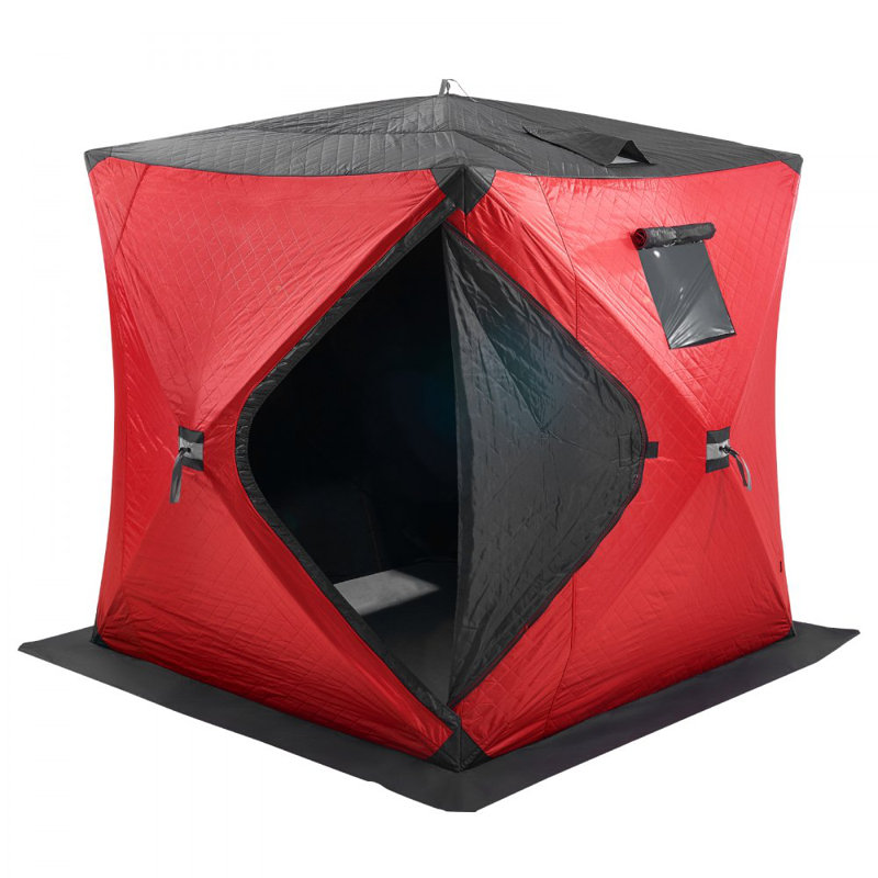 Tente de pêche portative Ourty, 4, H 78,75 po x l 70,80 po x P 70,80 po, Rouge / Noir