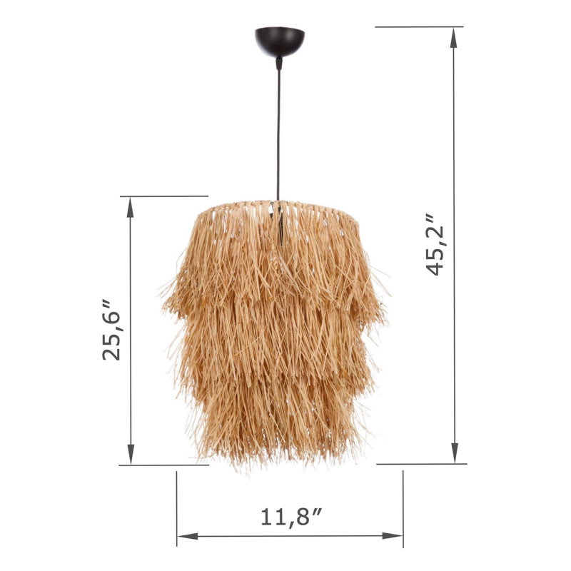 Lustre ajustable en métal avec capuchon en raphia