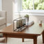 Porte-bougie 4 pots Mev, verre brun gris, cadre en fer noir 16 pouces