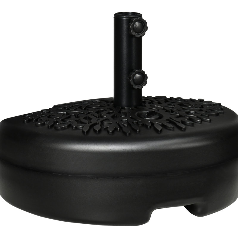 Demi-parasol noir pour patio - 40 lb remplissable à l'eau ou sable 46 lb, base de sable compatible avec poteaux de 1,5 po et 2 po, Grace