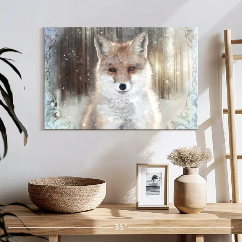 Renard d'hiver enchanté, H 16 po x l 24 po