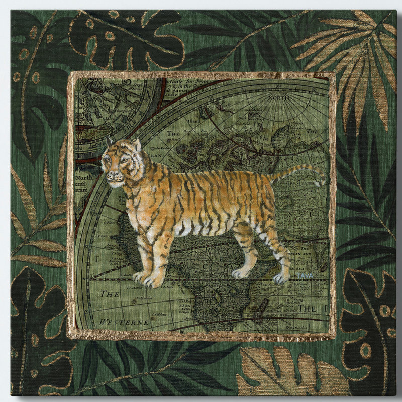 Jungle Tiger - Toile tendue avec châssis de qualité supérieure - prête à être accrochée, H 32 po x l 32 po x P 1 po