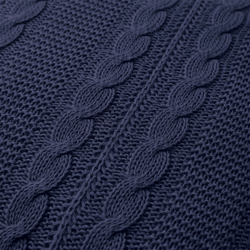 Dublin 18" x 18" Cable Knit Rectangular Decorative Pillow, Navy