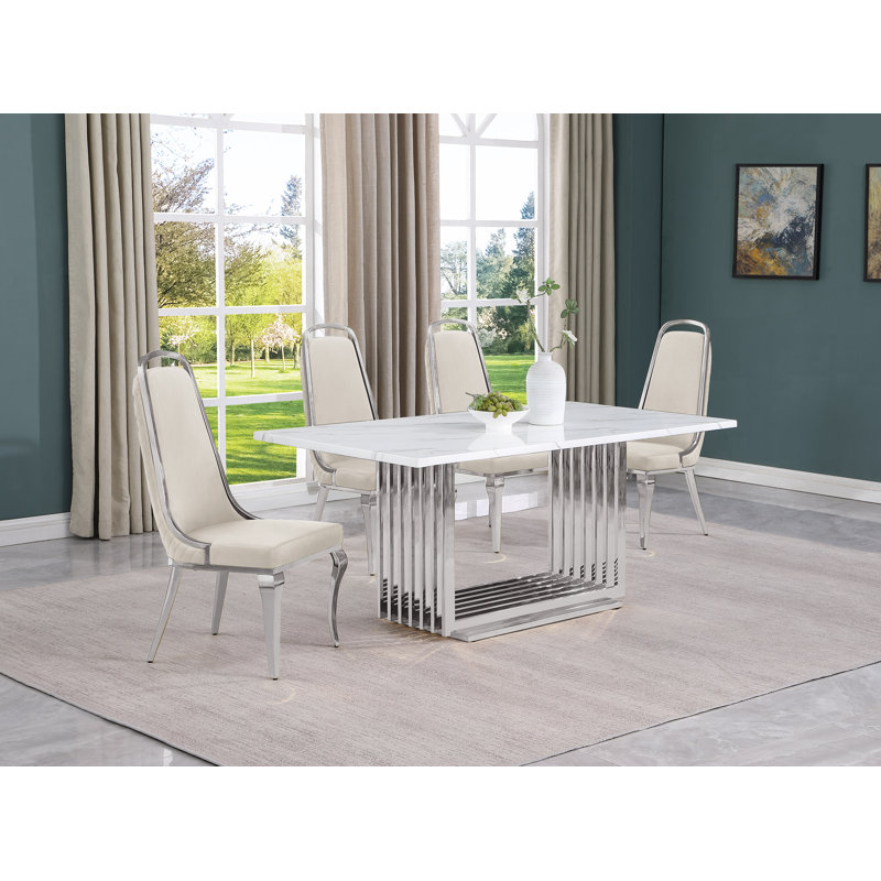 Ensemble de salle à manger Keyley, 5, Crème / argenté, Argent