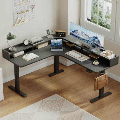 Bureau d'ordinateur en L