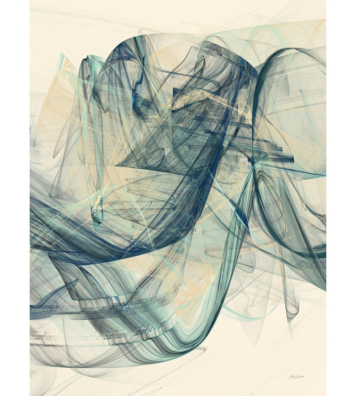 «Bluish _ 29044» par Rica Belna - Art textuel, Papier avec cadre noir, H 21,25 po x l 17,25 po
