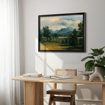 Vue d'une vallée alpine - Art encadré sur toile tendue avec toile encadrée - Gauermann Milieu du 19e siècle