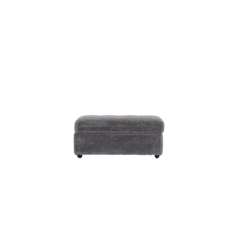 41" Upholstered Rolling Rectangle Storage Ottoman, Winter Shark