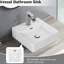 Lavabo de comptoir en céramique pour salle de bain - Lavabo carré blanc haut de gamme de style élégant