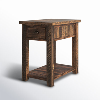 Table de bout en bois massif avec rangement Castile