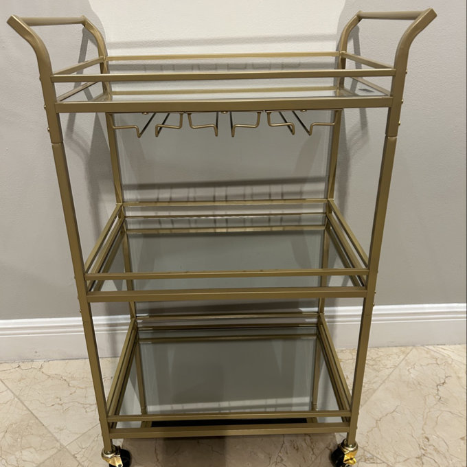 3-Tier Bar Cart with Wine Rack - Gold