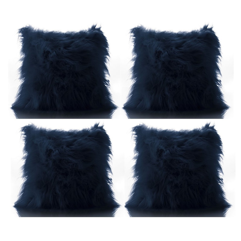 Tom Jebediah Faux Mohair Cushion with Filler Pad, Navy