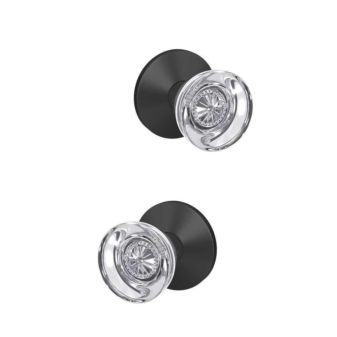 Hobson Non-Turning Glass Knob with Kinsler Trim Schlage 