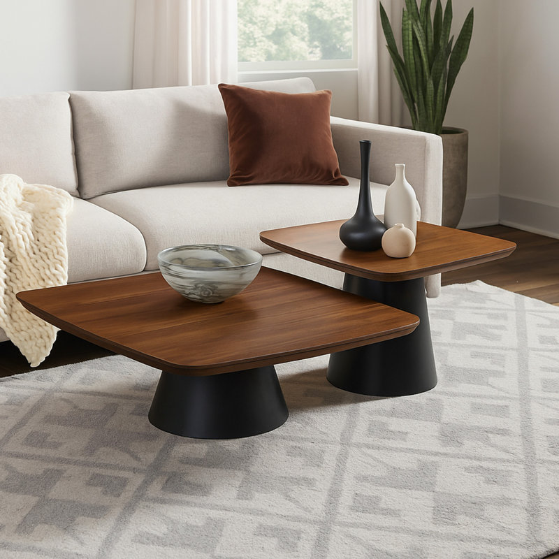 Eason 2-piece Coffee Table Set Walnut and Black
