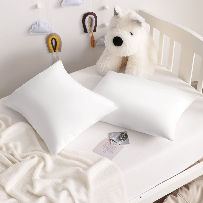 Luxurious Silk Satin Toddler Pillowcases 2-Pack Hidden Zipper 13x18 Inch – Silky Smooth Baby Travel Pillow Covers, White