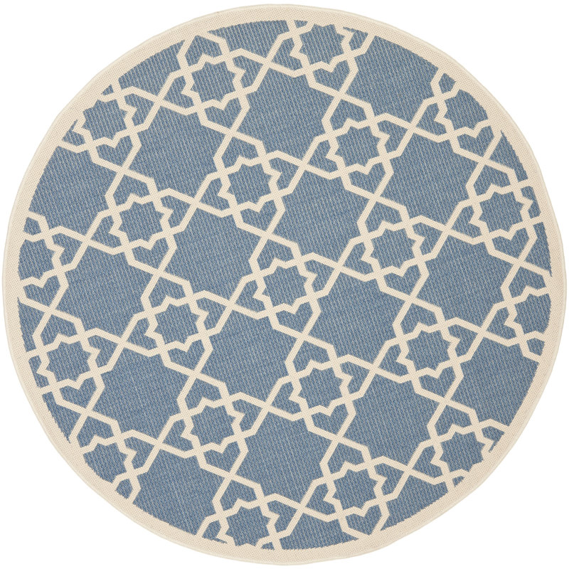 Herefordshire Performance Geometric Indoor/Outdoor Area Rug, Round 7'1