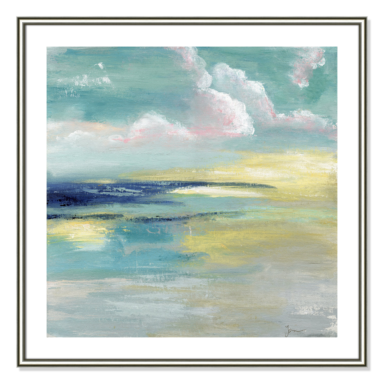 Ocean View by Tava Studios - Painting Print, Silver Framed Paper, 33.25" H x 33.25" W x 0.88" D