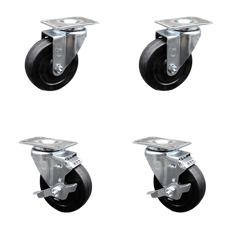 4 Piece Soft Rubber Swivel Caster Set