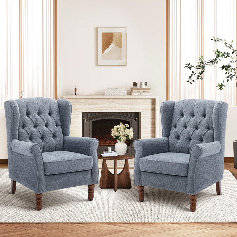 Angiolino Upholstered Armchair, Dark Blue Polyester Blend
