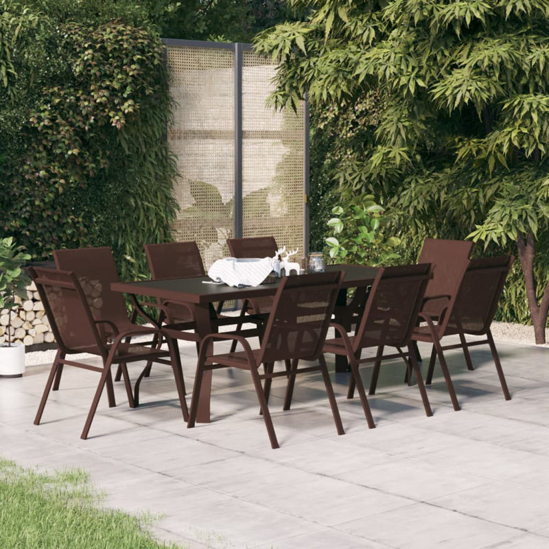 Haverstraw Dining Set, 27.6" H x 70.9" W x 31.5" D, 8, Brown