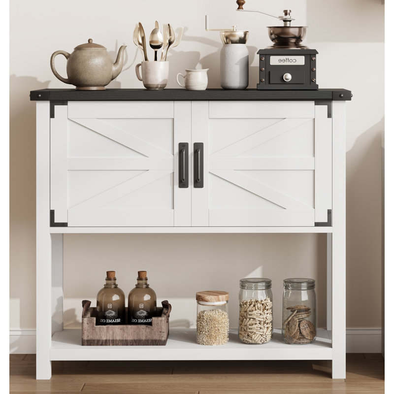 Small Entryway Table With 2 Drawers, Black/White