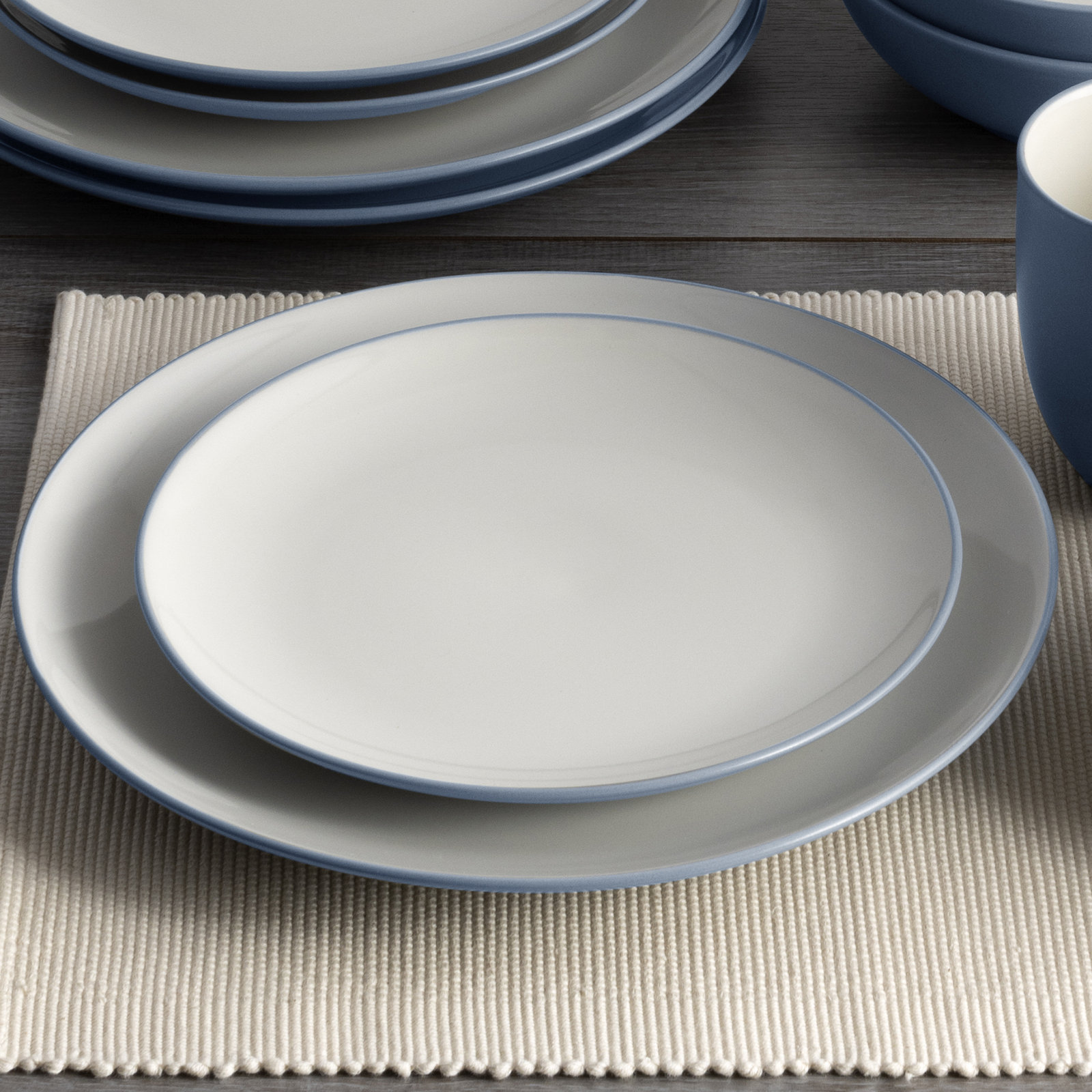 Colorwave Stoneware Dinnerware Set - Service for 1, Ice