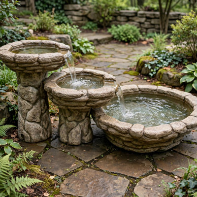 Cascade Outdoor Water Fountain – Tiered Cast Stone Waterfall Fountain
