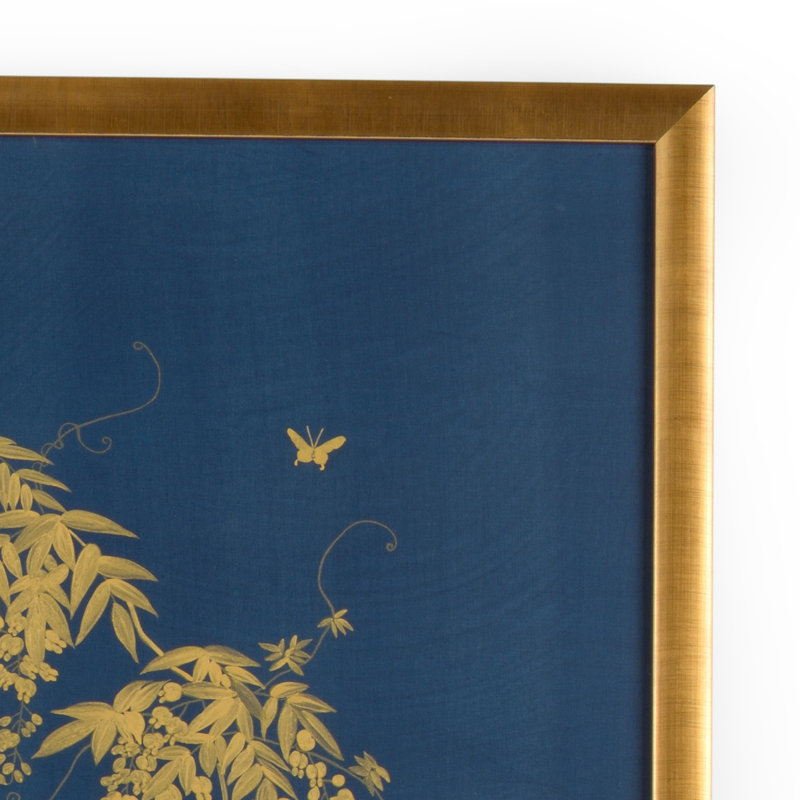 Gold Flowering Tree On Blue B Print