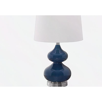 Lighting, 24"h, Blue Glass, Ivory / Cream Shade, Contemporary