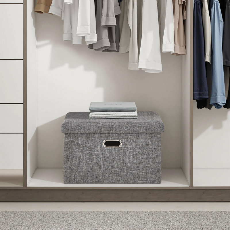 Banc de rangement avec repose-pieds de 19 pouces gris avec couvercle - repose-pieds rembourré avec rangement caché pour salon, chambre à coucher, vestibule, dortoir, petit appartement